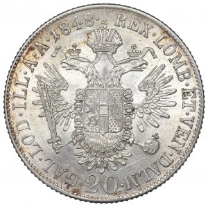 Austria, Ferdinand I, 20 kreuzer 1848, Vienna