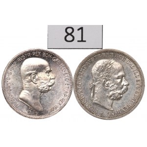Austria, set di 1 corona 1894 e 1908