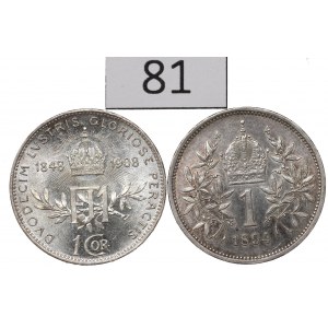 Austria, set di 1 corona 1894 e 1908
