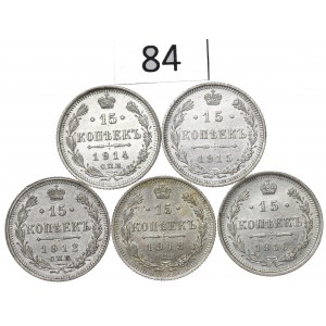 Russia, Nicholas II, Lot 15 kopecks 1912-16