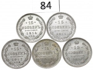 Russia, Nicholas II, Lot 15 kopecks 1912-16