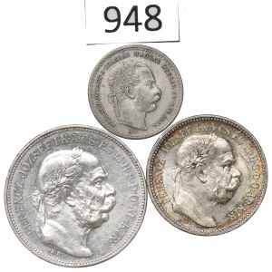 Hungary, Lot 10 kreuzer-2 crown