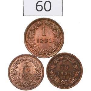 Austria, Lot 5/10-1 kreuzer 1859-91