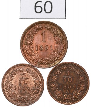 Austria, Lot 5/10-1 kreuzer 1859-91