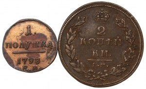 Russia, Lot polushka 1798 and 2 kopecks 1811