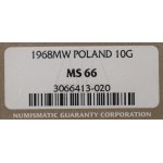 PRL, 10 groszy 1968 - NGC MS66