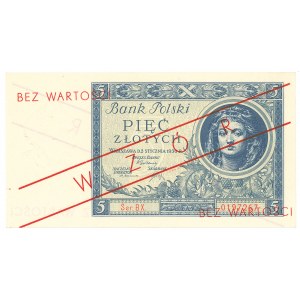 II RP, 5 złotych 1930 BX z nadrukiem WZÓR