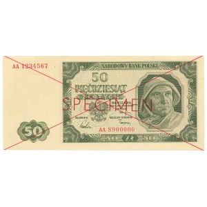 PRL, 50 złotych 1948 - AA 1234567/8900000 - SPECIMEN