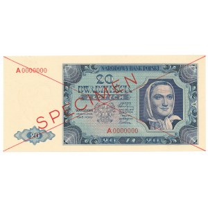 PRL, 20 złotych 1948 - A0000000 - SPECIMEN