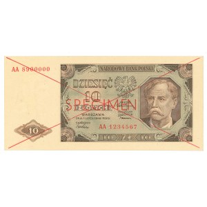 PRL, 10 złotych 1948 - AA8900000/1234567 - SPECIMEN
