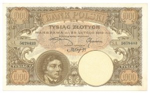 II RP, 1000 złotych 1919 S.A. - PIĘKNY