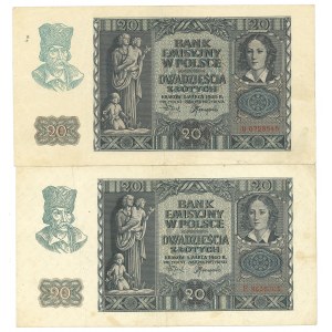 GG, 20 złotych 1940 - zestaw F i B