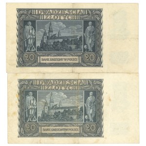 GG, 20 złotych 1940 - zestaw F i B