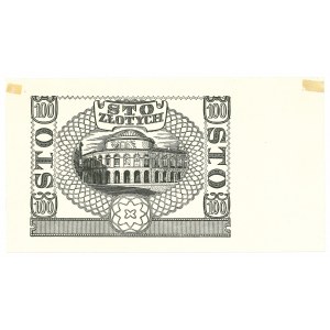 Czarnodruk rewersu 100 złotych 1940 - bez serii oraz numeracji