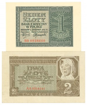 GG, 1 gold 1941 BB and 2 gold 1941 AA - set of 2 copies.