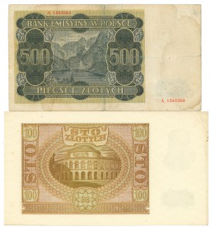 GG, 100 gold 1940 E and 500 gold 1940 A - set of 2 copies.