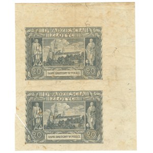 GG, 20 złotych 1940 - fragment arkusza