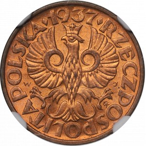 II Republic of Poland, 2 groschen 1937 - NGC MS65 RD
