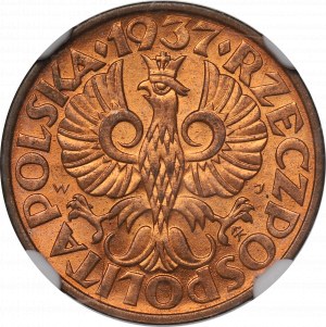 II Republic of Poland, 2 groschen 1937 - NGC MS65 RD