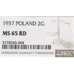 II Republic of Poland, 2 groschen 1937 - NGC MS65 RD