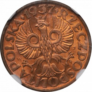 II Republic of Poland, 2 groschen 1937 - NGC MS66 RD