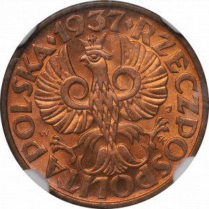 II Republic of Poland, 2 groschen 1937 - NGC MS66 RD