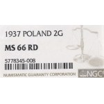 II Republic of Poland, 2 groschen 1937 - NGC MS66 RD