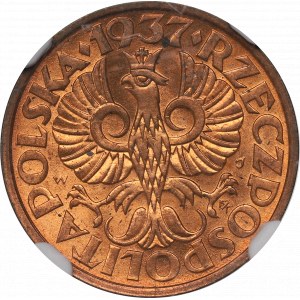 II Republic of Poland, 2 groschen 1937 - NGC MS65 RD