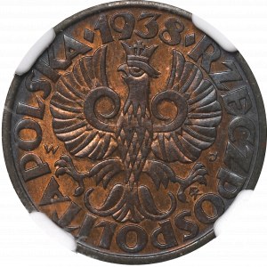 II Republic of Poland, 5 groschen 1938 - NGC MS63 RB