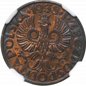 II Republic of Poland, 5 groschen 1938 - NGC MS63 RB