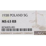 II Republic of Poland, 5 groschen 1938 - NGC MS63 RB