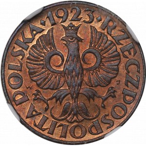 II Republic of Poland, 1 groschen 1923 - NGC MS64 RB