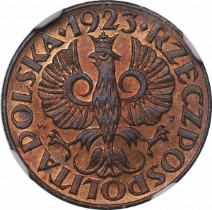 II Republic of Poland, 1 groschen 1923 - NGC MS64 RB