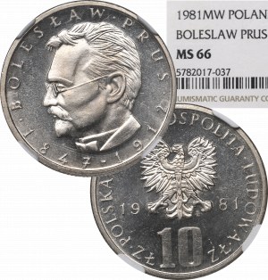 PRL, 10 zloty 1981 Prussia - NGC MS66