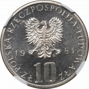 PRL, 10 zloty 1981 Prussia - NGC MS66