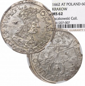 John II Casimir Vasa, 6 groschen 1662, Cracow - NGC MS62
