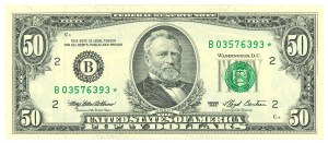 USA, $50 1993, B/C series with star, Withrow & Bentson