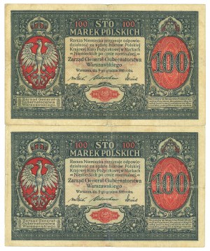100 marks 1916 General - Set of 2 copies.