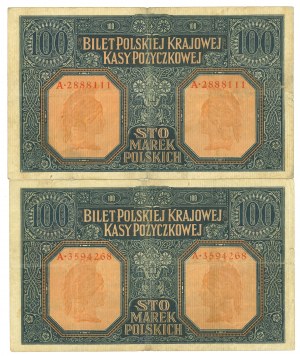 100 marks 1916 General - Set of 2 copies.