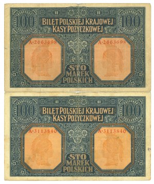 100 marks 1916 General - Set of 2 copies.