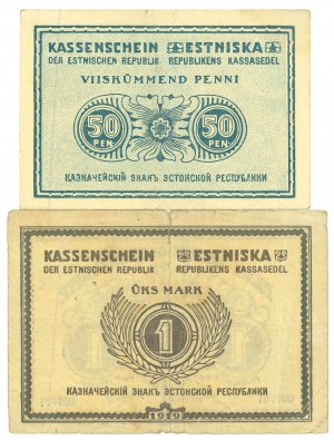 Estonia, 1 marka i 50 penni 1919 - zestaw 2 egz.