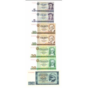 Niemcy, Zestaw banknotów 5-100 marek - zestaw 7 egz.