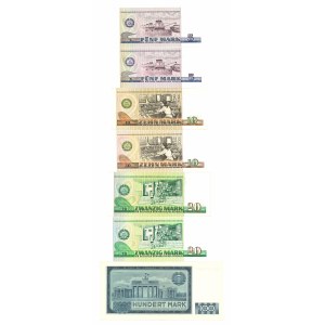 Niemcy, Zestaw banknotów 5-100 marek - zestaw 7 egz.