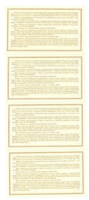 20 gold 1939 - 3% Air Defense Bond - Set of 4 copies.
