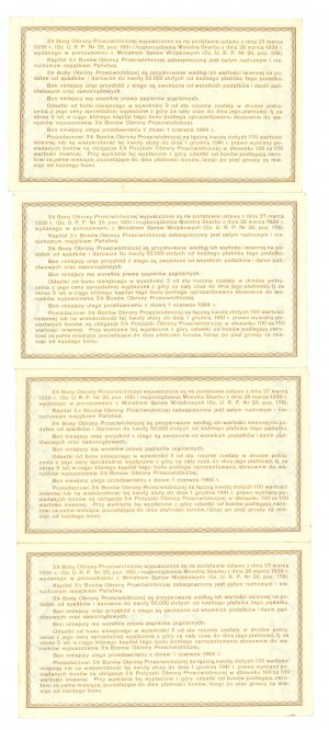 20 gold 1939 - 3% Air Defense Bond - Set of 4 copies.