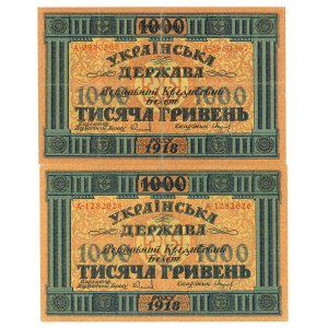 Ukraina, 1.000 hrywien 1918 - zestaw 2 egz.