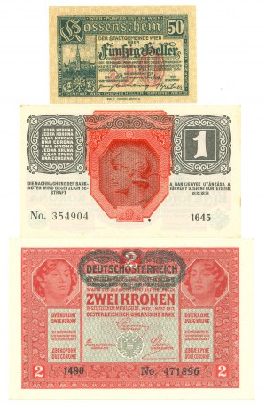 Austria, Set of 3 banknotes