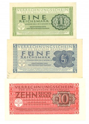 Germany, 1-10 marks 1944 - set of 3 copies.