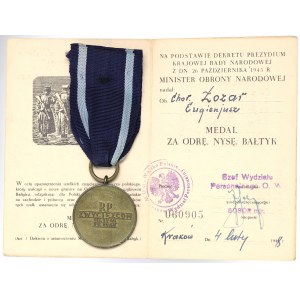 PRL, Medal Za Odrę, Nysę, Bałtyk z legitymacją Kraków