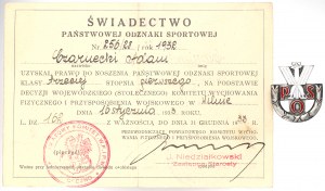 II RP, Certificate of State Sports Badge Class III for the 1st time along with the badge